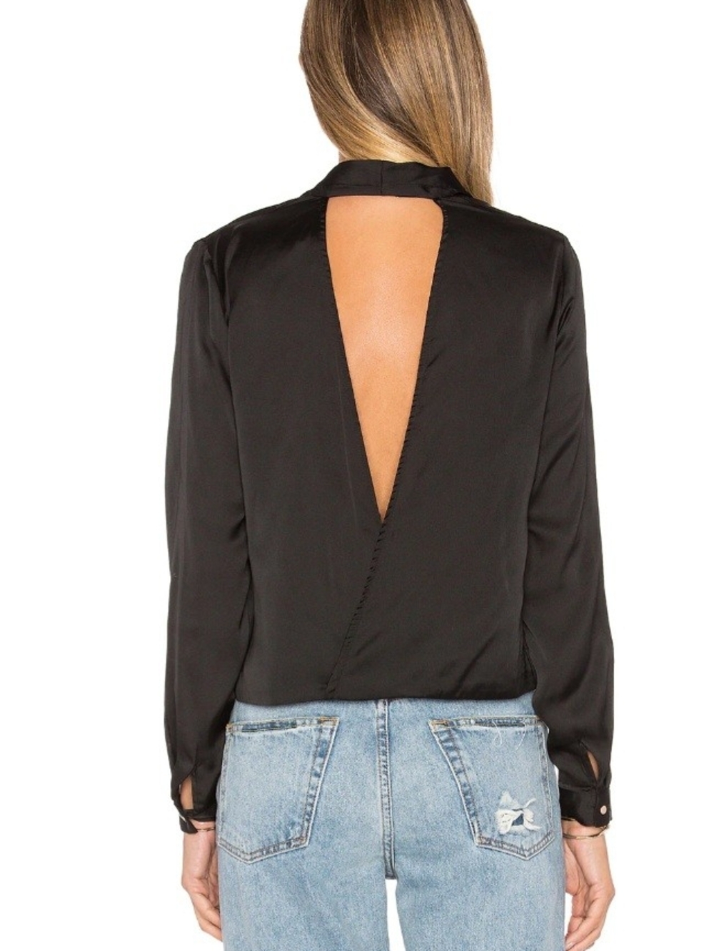 Lovers + Friends Black Plunge Wrap Blouse - Picture 3 of 13